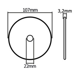 Disco Affilacatene Affila Catene | per Motosega | Diametro Esterno Ø107 mm | Foro Interno Ø22 mm | Spessore 3,2 mm