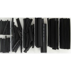 Set di Guaine Termorestringenti | 127 Pezzi | Nere | Diametro 2-13 mm | Lunghezza 40-80 mm | con Custodia