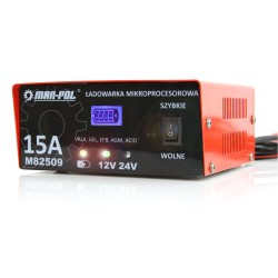 Caricabatterie a Microprocessore per Auto Moto | 230V / 50 Hz | 15 A | Batterie Supportate VRLA, WET, GEL, EFB, AGM | Cavo di Alimentazione 1,3m | Sistema PWM | 8 Fasi di Carica