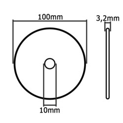 Disco Affilacatene Affila Catene | per Motosega | Diametro Esterno Ø100 mm | Foro Interno Ø10 mm | Spessore 3,2 mm