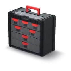 Organizer Cassetta Valigetta per Attrezzi | Portatile con Manico | Impilabile | Appendibile | 7 Cassetti con Sistema di Bloccaggio | 40x20x32,6 cm | in Plastica Resistente