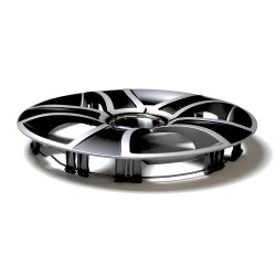 Set 4 Copricerchi 13" Pollici Borchie Nero e Argento Coprimozzo Modello BISMIX con annello ring Cromato