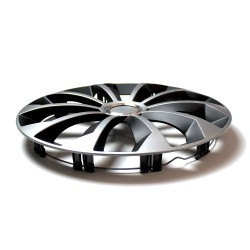 Set 4 Copricerchi 13" Pollici Borchie Nero e Argento Coprimozzo Modello FAMEMIX con annello ring Cromato