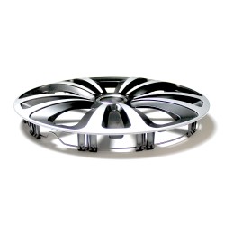 Set 4 Copricerchi 13" Pollici Borchie Nero e Argento Coprimozzo Modello TERRAMIX con annello ring Cromato