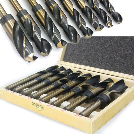 Set kit 8 pezzi punte trapano 14-25,5mm HSS per metallo acciaio scatola legno