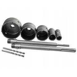 Set kit seghe a tazza per cemento muro 9pz mandrino SDS+ MAX incluso Ø30-100 mm