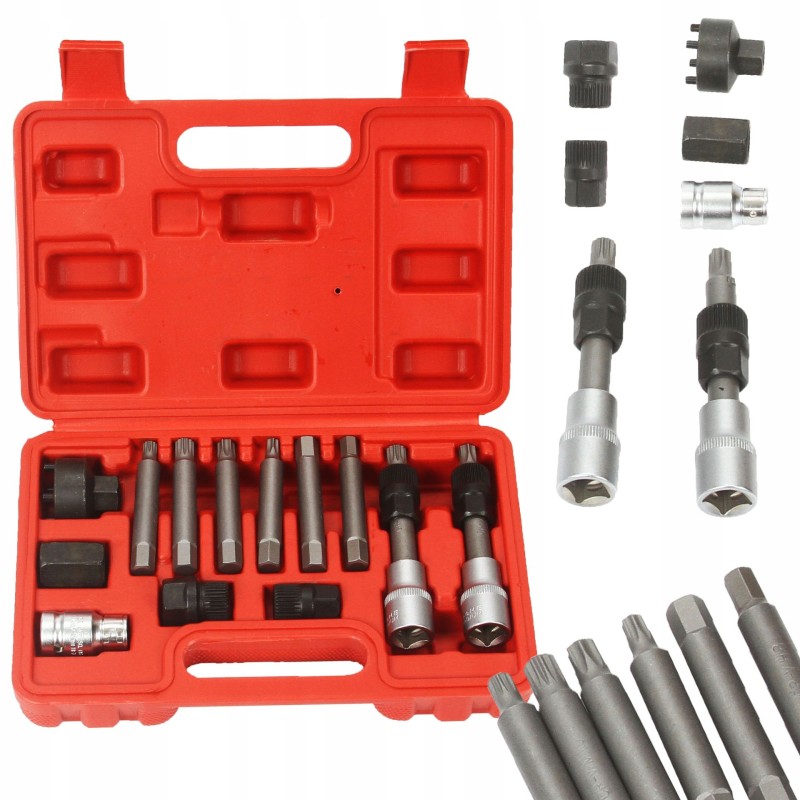 Set kit di chiavi 13 pezzi per smontaggio alternatore e puleggia motore auto