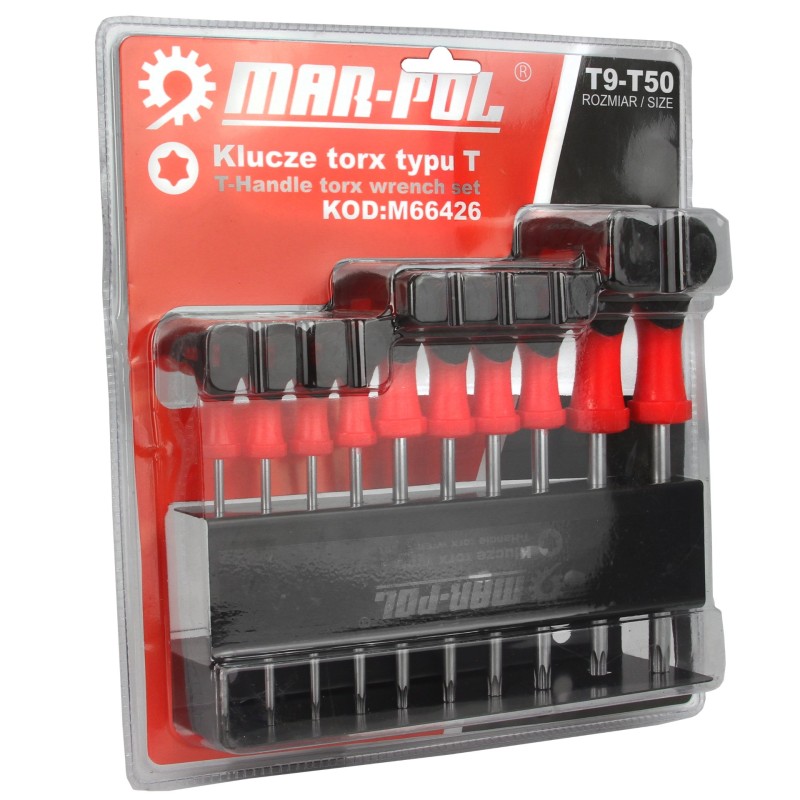 Set di Chiavi Torx | Manico a T | 10 Pezzi T9-T50 | con Supporto Metallico