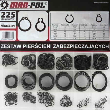 Kit set 225pz anelli di sicurezza rondella a C anello Seeger seger di fissaggio