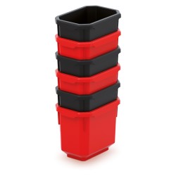 Set di 6 Contenitori Titan Box | 7,5x11x26,3 cm |Rosso e Nero | in Plastica