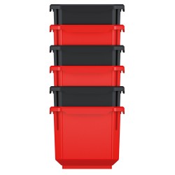 Set di 6 Contenitori Titan Box | 7,5x11x26,3 cm |Rosso e Nero | in Plastica
