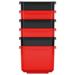 Set di 6 Contenitori XBlock | 7,5x14x10,5 cm | Rosso e Nero | in Plastica