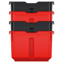 Set di 4 Contenitori XBlock | 14x15,7x8 cm | Rosso e Nero | in Plastica