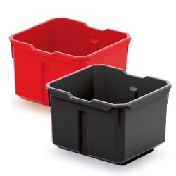 Set di 4 Contenitori XBlock | 14x15,7x8 cm | Rosso e Nero | in Plastica