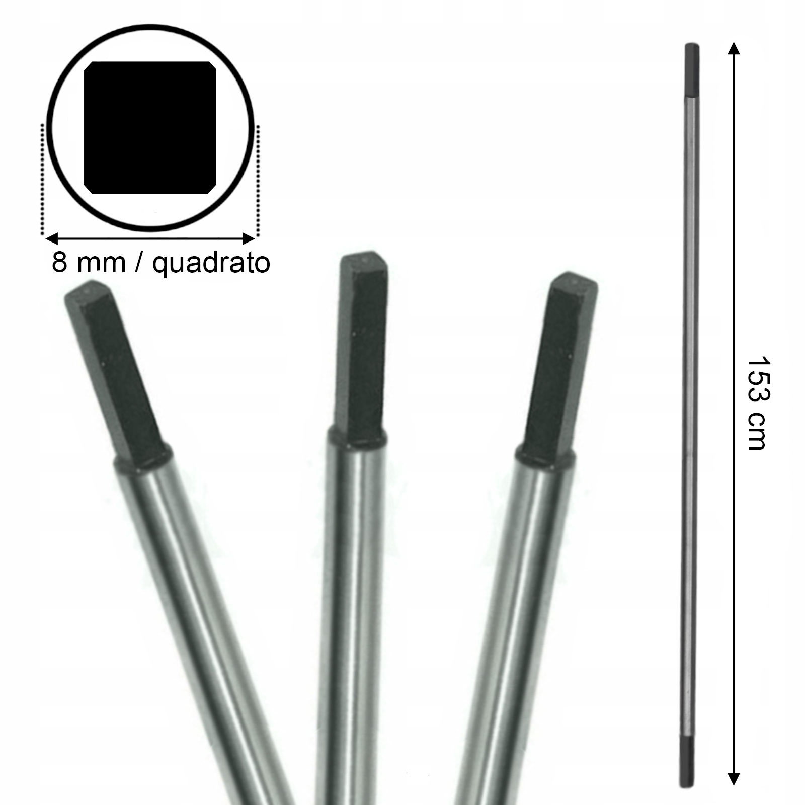 Asta di trasmissione con tubo 153cm per decespugliatore 7, 9 denti quadrato - Imagen 3 de 10