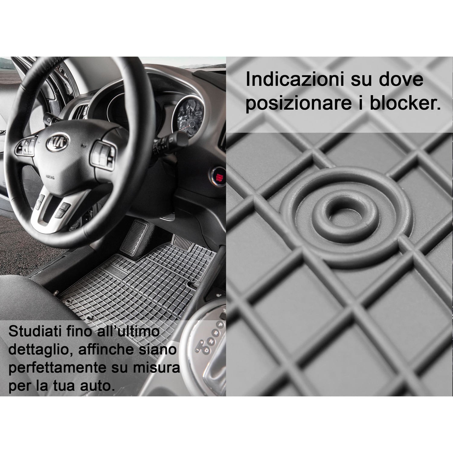 WALSER Tappetini Gomma Premium Per VW Tiguan Allspace (2017-2024) - Su Misura, Made In EU, Inodori, Bordo Alto 4cm - Set Completo